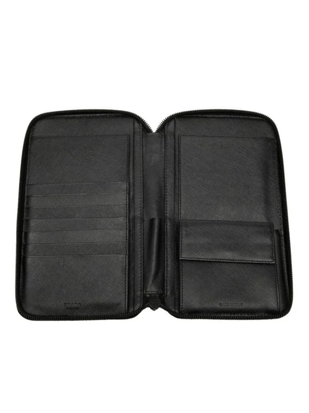 Prada Round Wallet Black Saffiano Leather